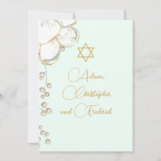 Jongen Baby Hebreeuwse Twin Triplet Naming Ceremon Kaart (Achterkant)