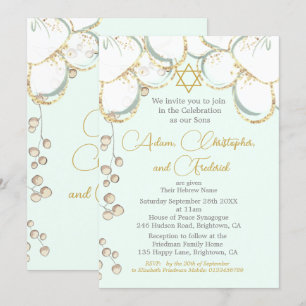 Jongen Baby Hebreeuwse Twin Triplet Naming Ceremon Kaart