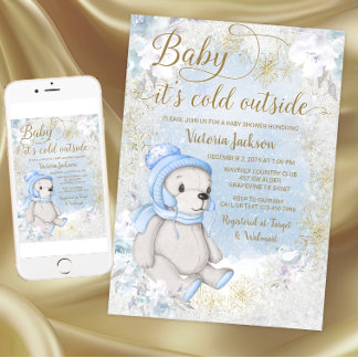Jongen Baby Het Is Koud Buiten Baby Shower Uitnodi Kaart