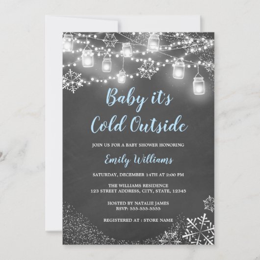 Jongen Baby het is koud buiten Winter Baby shower Kaart (Voorkant)