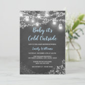Jongen Baby het is koud buiten Winter Baby shower Kaart (Staand voorkant)