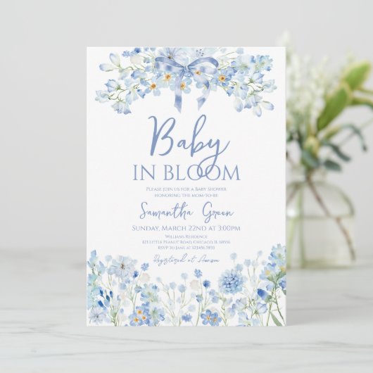 Jongen Baby in Bloom Baby shower Kaart (Staand voorkant)