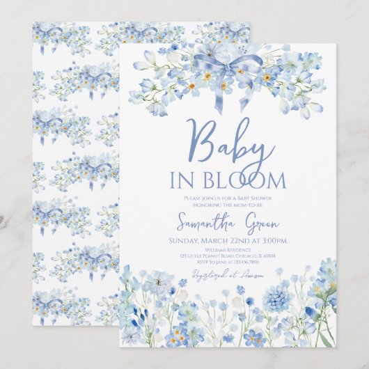 Jongen Baby in Bloom Baby shower Kaart (Voorkant / Achterkant)