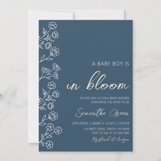 Jongen Baby in Bloom Baby shower Kaart (Voorkant)