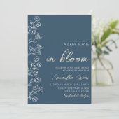 Jongen Baby in Bloom Baby shower Kaart (Staand voorkant)