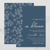 Jongen Baby in Bloom Baby shower Kaart (Voorkant / Achterkant)
