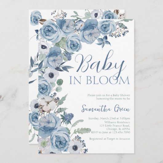 Jongen Baby in Bloom Baby shower Kaart (Voorkant / Achterkant)