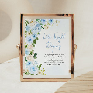 Jongen Baby in Bloom Baby shower Late Night Luiers Poster