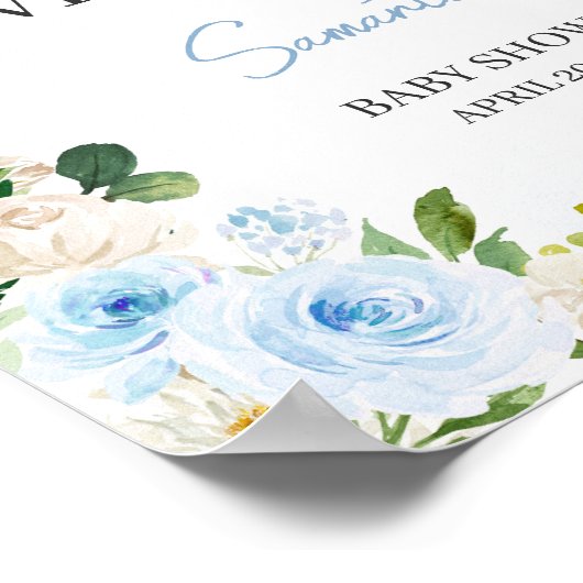 Jongen Baby in Bloom Baby shower Welkom Poster (Hoek)