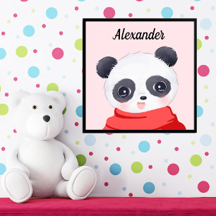 Jongen Baby Panda Rood Foto afdrukken