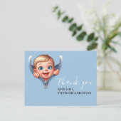 Jongen Baby Peeking uit Baby shower Dank je Briefkaart (Staand voorkant)