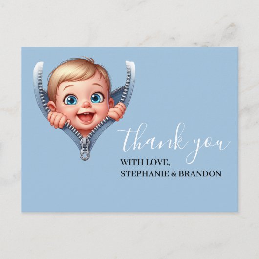 Jongen Baby Peeking uit Baby shower Dank je Briefkaart (Voorkant)