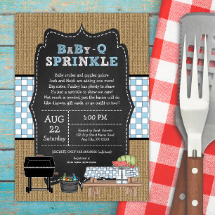 Jongen Baby Q Sprinkle, BBQ baby shower Kaart