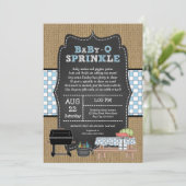 Jongen Baby Q Sprinkle, BBQ baby shower Kaart (Staand voorkant)
