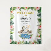 Jongen Baby Shower ACHTERGROND | Schattige Gouden Wandkleed (Voorkant)