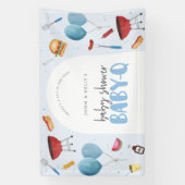 Jongen Baby shower Baby-Q (BBQ) Grotere banner Sig (Verticaal)