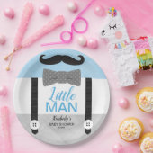 Jongen baby shower blauw grijs man papieren bordje (Feest)