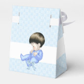 Jongen Baby shower Blauw Schattige Baby Damask Fav Bedankdoosjes (Achterkant)