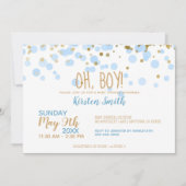 Jongen! Baby shower Blauwe en gouden Confetti Kaart (Voorkant)