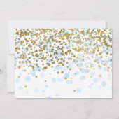 Jongen! Baby shower Blauwe en gouden Confetti Kaart (Achterkant)