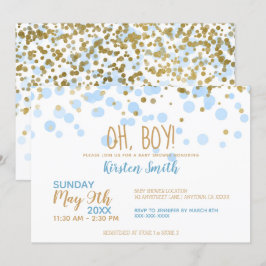 Jongen! Baby shower Blauwe en gouden Confetti Kaart