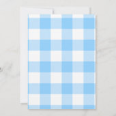 Jongen Baby Shower Blauwe Gingham Strik Kaart (Achterkant)