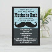 Jongen Baby shower  Blauwe Mustache Bash Kaart (Staand voorkant)