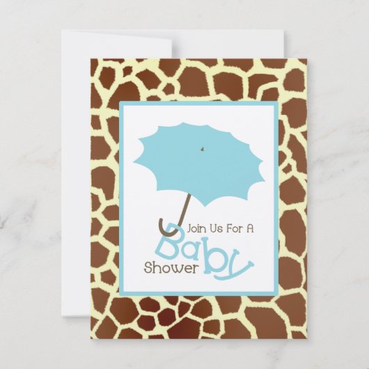 Jongen Baby shower - Blauwe staart en Giraffe afdr Kaart (Voorkant)