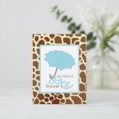 Jongen Baby shower - Blauwe staart en Giraffe afdr Kaart (Staand voorkant)