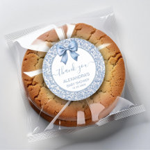 Jongen Baby Shower Blauwe Strik Bedankt Bloemmotie