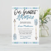 Jongen baby shower Blue-avontuuruitnodiging Kaart (Staand voorkant)