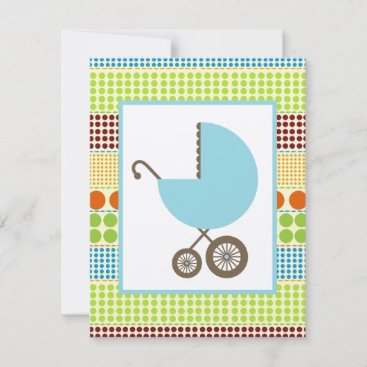 Jongen Baby shower Blue Carriage & Boho Stippen Kaart (Voorkant)