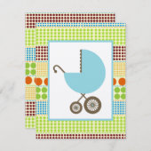 Jongen Baby shower Blue Carriage & Boho Stippen Kaart (Voorkant / Achterkant)