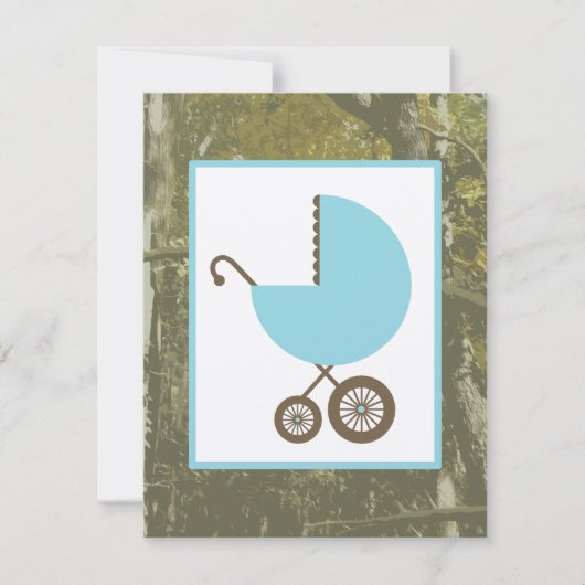 Jongen Baby shower - Blue Carriage & Camouflage Kaart (Voorkant)
