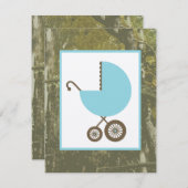Jongen Baby shower - Blue Carriage & Camouflage Kaart (Voorkant / Achterkant)