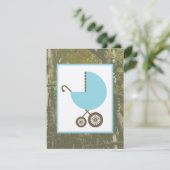 Jongen Baby shower - Blue Carriage & Camouflage Kaart (Staand voorkant)