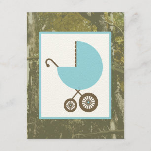 Jongen Baby shower - Blue Carriage & Camouflage Kaart