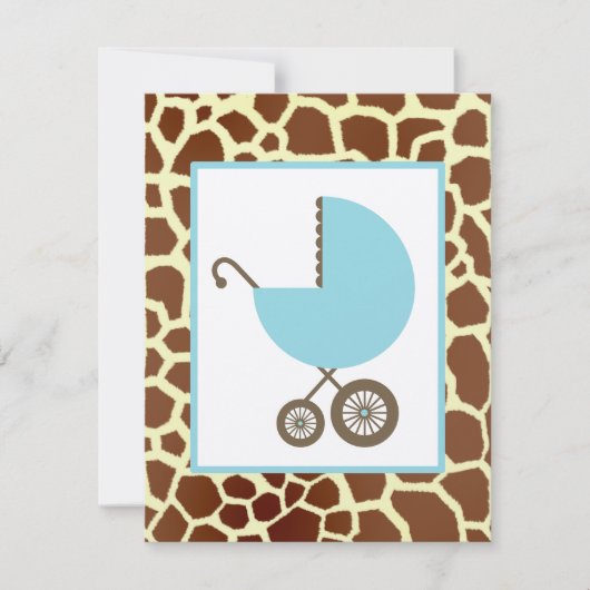Jongen Baby shower - Blue Carriage & Giraffe Print Kaart (Voorkant)