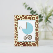 Jongen Baby shower - Blue Carriage & Giraffe Print Kaart (Staand voorkant)