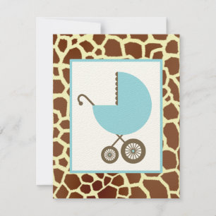 Jongen Baby shower - Blue Carriage & Giraffe Print Kaart