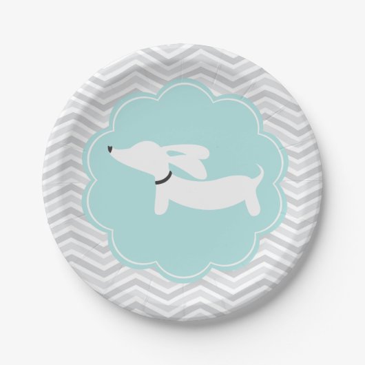 Jongen Baby shower Blue Doxie Dachshund Party Bord (Voorkant)
