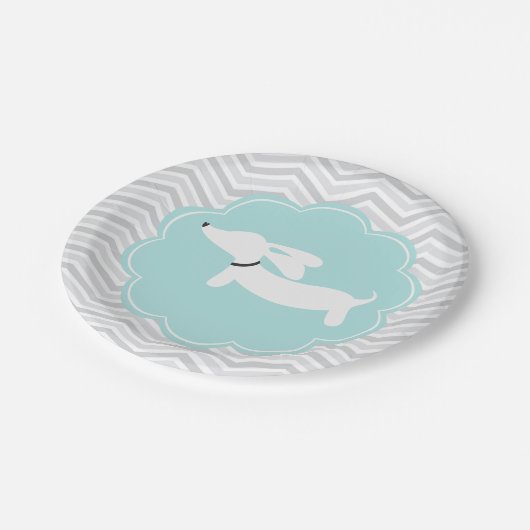 Jongen Baby shower Blue Doxie Dachshund Party Bord (Gekanteld)