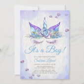 Jongen Baby shower Blue Fantasy Slaping Unicorn Kaart (Voorkant)