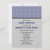 Jongen Baby shower: Blue Gingham Panda Kaart (Achterkant)