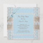 Jongen Baby shower Blue Pearl Bow Lace  2 Kaart (Achterkant)