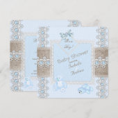 Jongen Baby shower Blue Pearl Lace  Beren Spot Kaart (Voorkant / Achterkant)