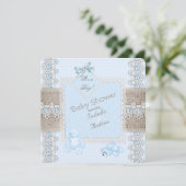 Jongen Baby shower Blue Pearl Lace  Beren Spot Kaart (Staand voorkant)