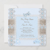 Jongen Baby shower Blue Pearl Lace  Beren Spot Kaart (Achterkant)