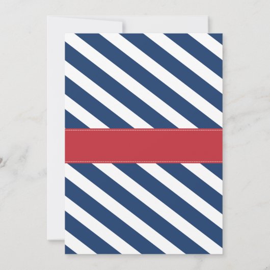 Jongen Baby shower Blue Red Ahoy Sailor Stripe Inv Kaart (Achterkant)