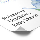 Jongen Baby shower Blue Teapot and Flowers Welcome Poster (Hoek)